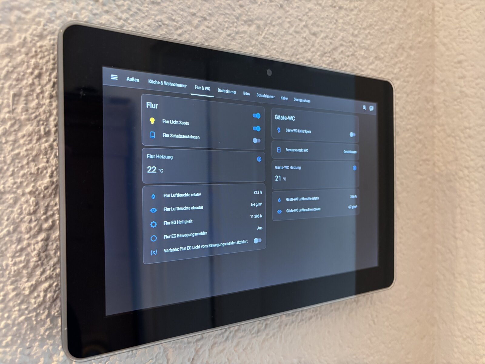 Home Assistant Dashboard auf Tablet